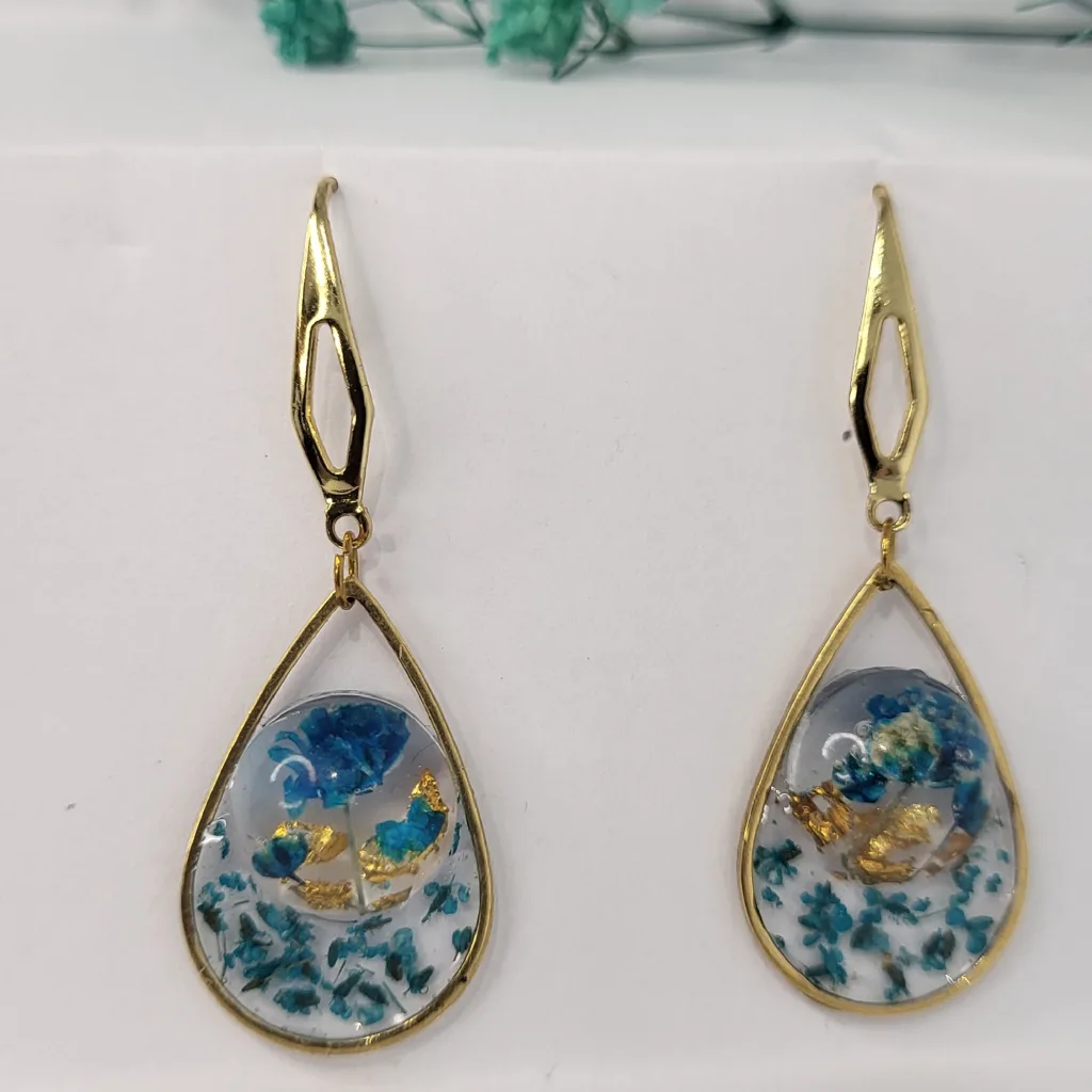 Boucles d'Oreilles Fleur Bleue