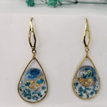 Boucles d'Oreilles Fleur Bleue