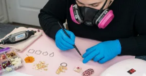Atelier de création de bijoux artisanaux en résine et fleurs séchées à Brest - Éclat et Résine.